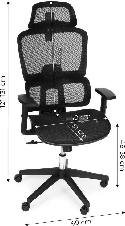 Kancelárska otočná stolička s ergonomickým nastavením výšky, čierna