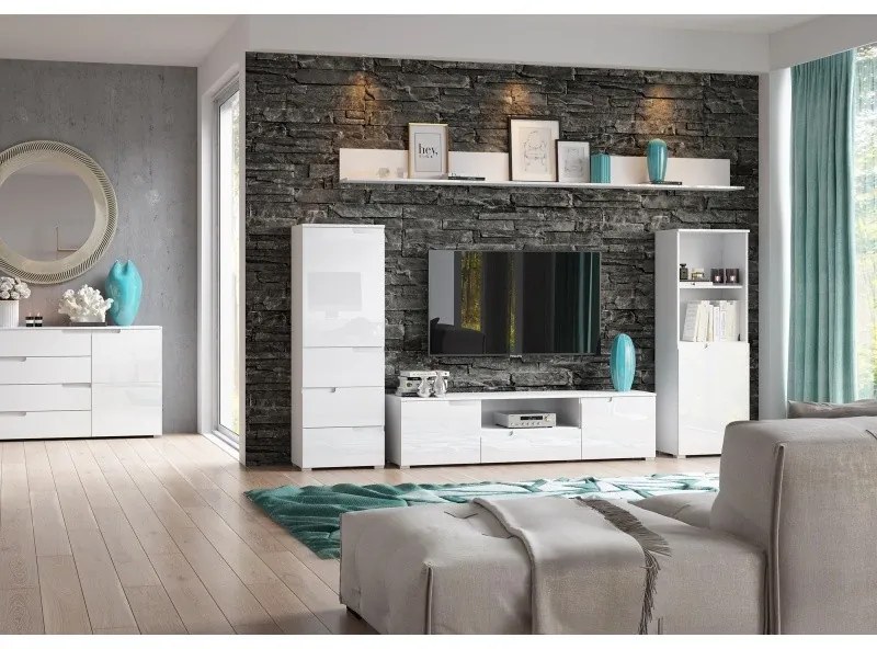 TV stolík Selene RTV 165 cm biely lesk/mat