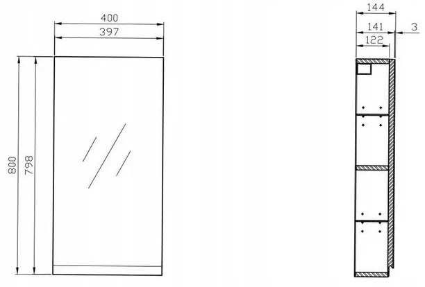 Cersanit - Moduo zrkadlová závesná skrinka 40cm, biela, S590-030