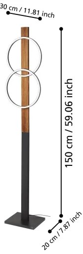 Eglo 900892 - LED Stojacia lampa BOYAL 2xLED/12W/230V 3000K hnedá/čierna