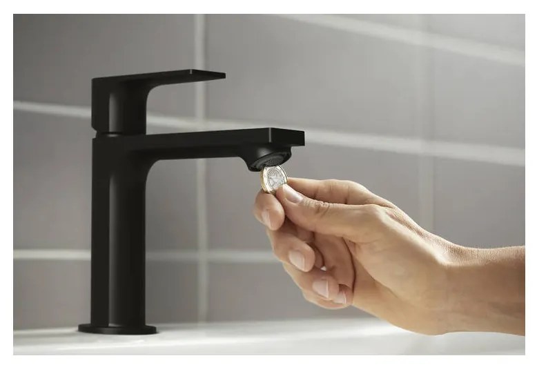 Hansgrohe Rebris E - Páková umývadlová batéria 110 CoolStart bez odtokovej súpravy, čierna matná 72560670