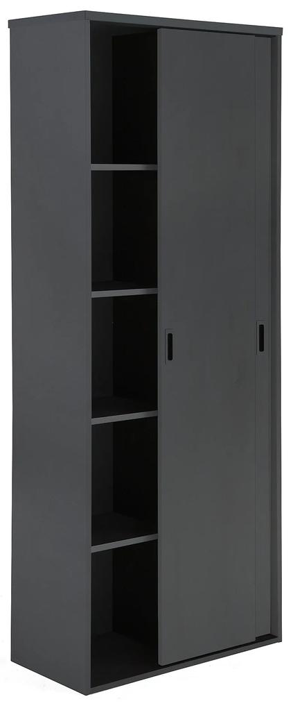 Kancelárska skriňa s posuvnými dverami MODULUS, 2000x800 mm, čierna
