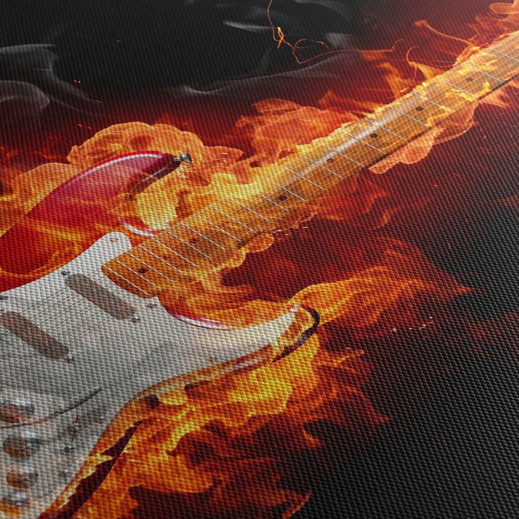 Obraz - Gitara v plameňoch (90x60 cm)