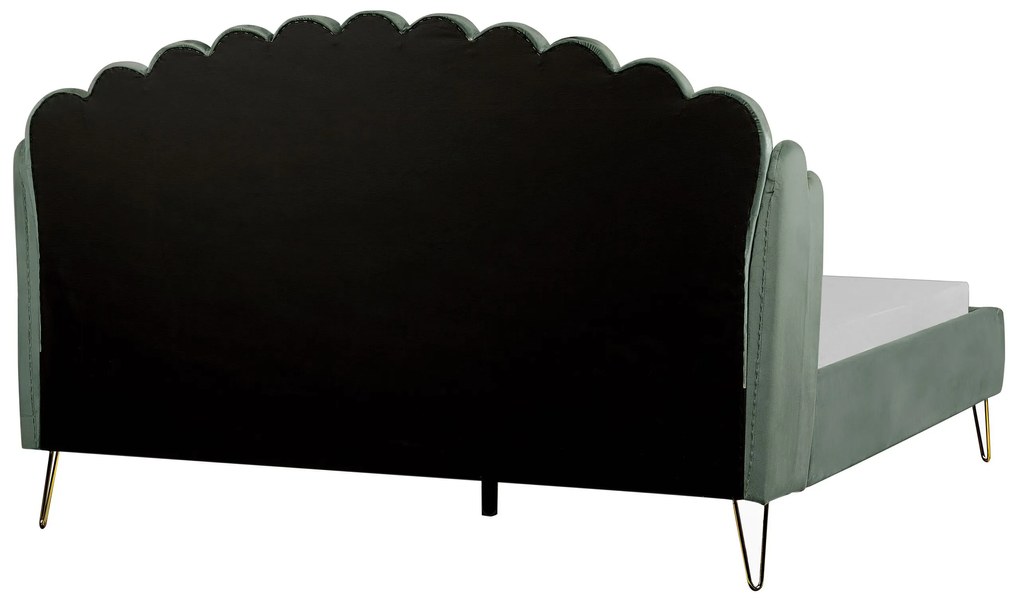 Zamatová posteľ 180 x 200 cm zelená AMBILLOU Beliani