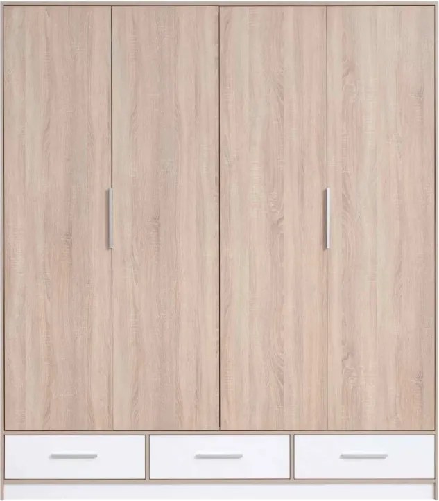 Šatník strieškou, dub sonoma / biela mat+zrkadlo