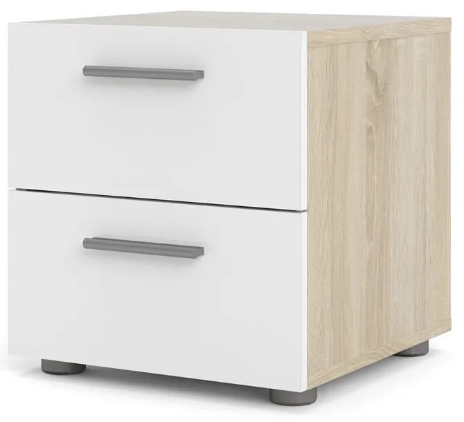 Biely nočný stolík v dekore duba Pepe - Tvilum