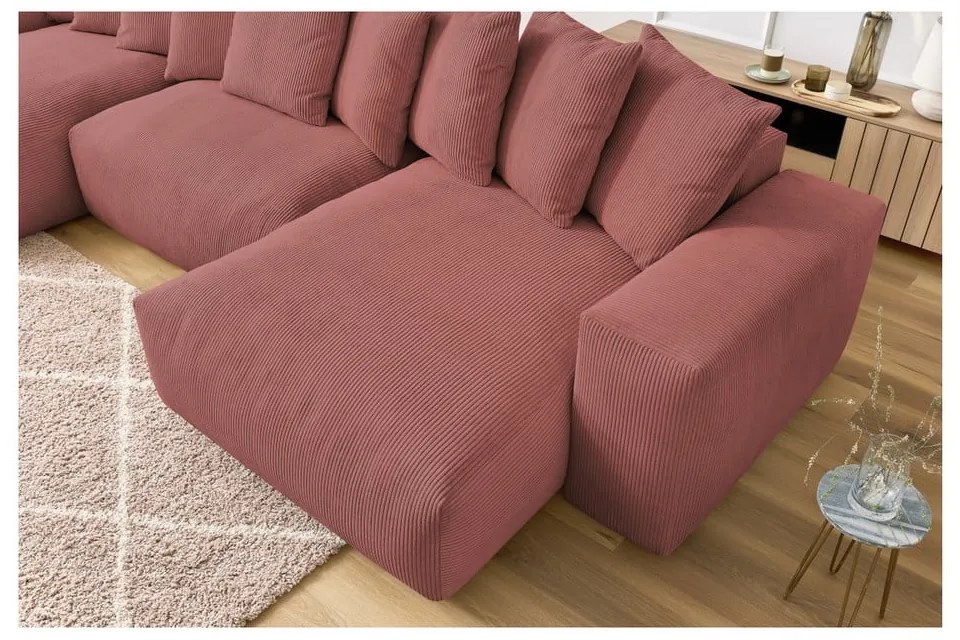 Svetloružová menčestrová rohová pohovka Voltaire – Bobochic Paris