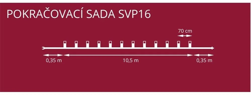 Svetelná reťaz Plameň biely, 16 LED žiaroviek Filament, predĺženie