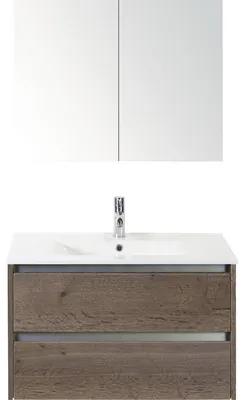 Kúpeľňový nábytkový set Sanox Dante farba čela tabacco ŠxVxH 81 x 170 x 46 cm s keramickým umývadlom a zrkadlovou skrinkou