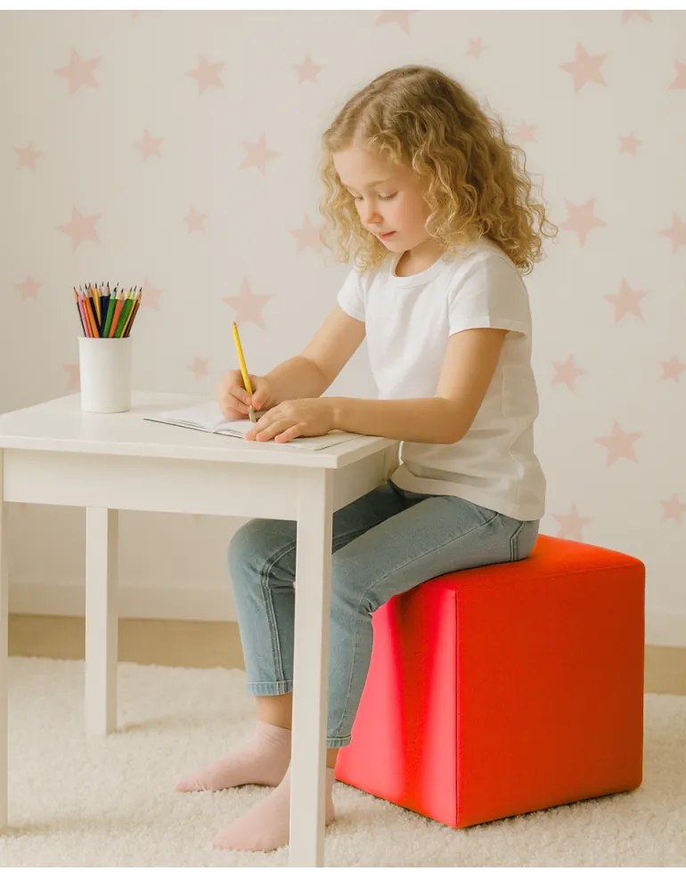 Sedací vak taburetka kocka červená EMI