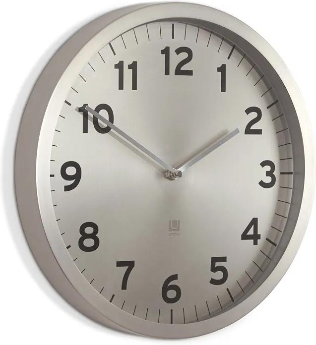 Nástenné hodiny ANYTIME z kovu P:32x4 cm v niklovej farbe, Umbra, Kov, P: 32 x 4 cm, niklova