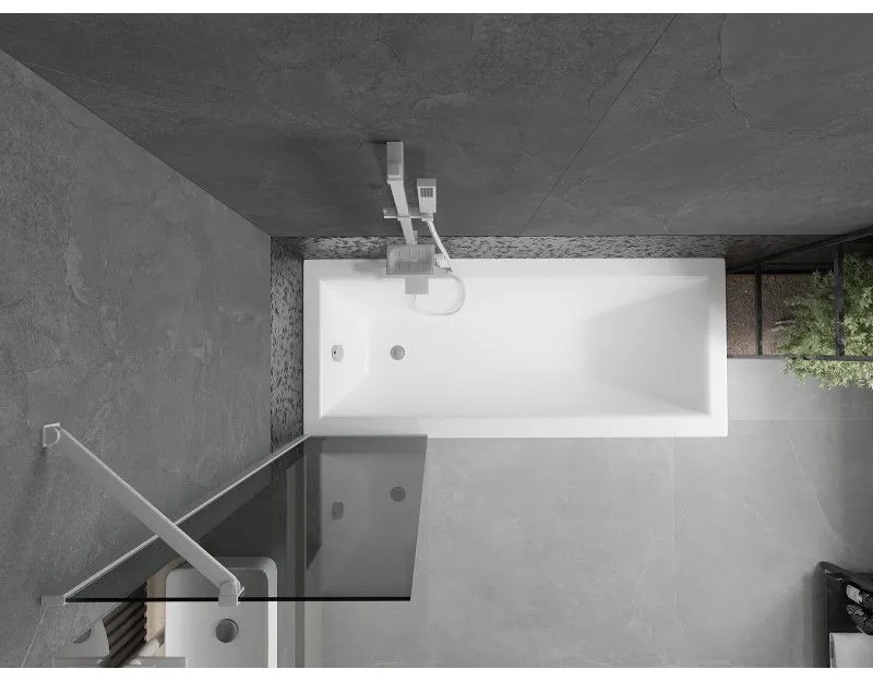 Mexen Next, vaňová zástena 1-krídlová 50 x 150 cm, fixné krídlo, 6 mm šedé sklo, biely profil, 895-050-000-00-40-20