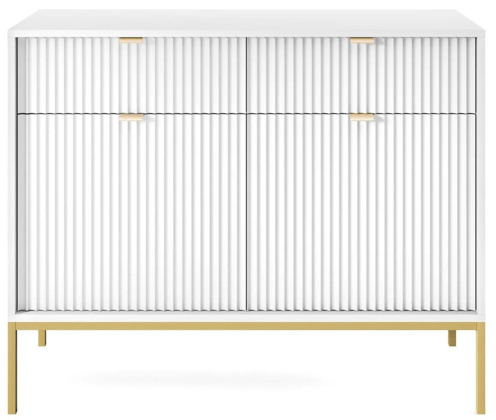 Komoda Nova 104 cm so zásuvkami biela/zlatá