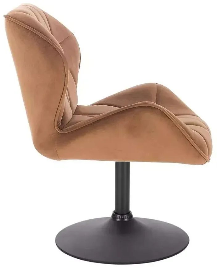 LuxuryForm DESIGN Stolička MILANO VELUR na čiernom tanieri - hnedá