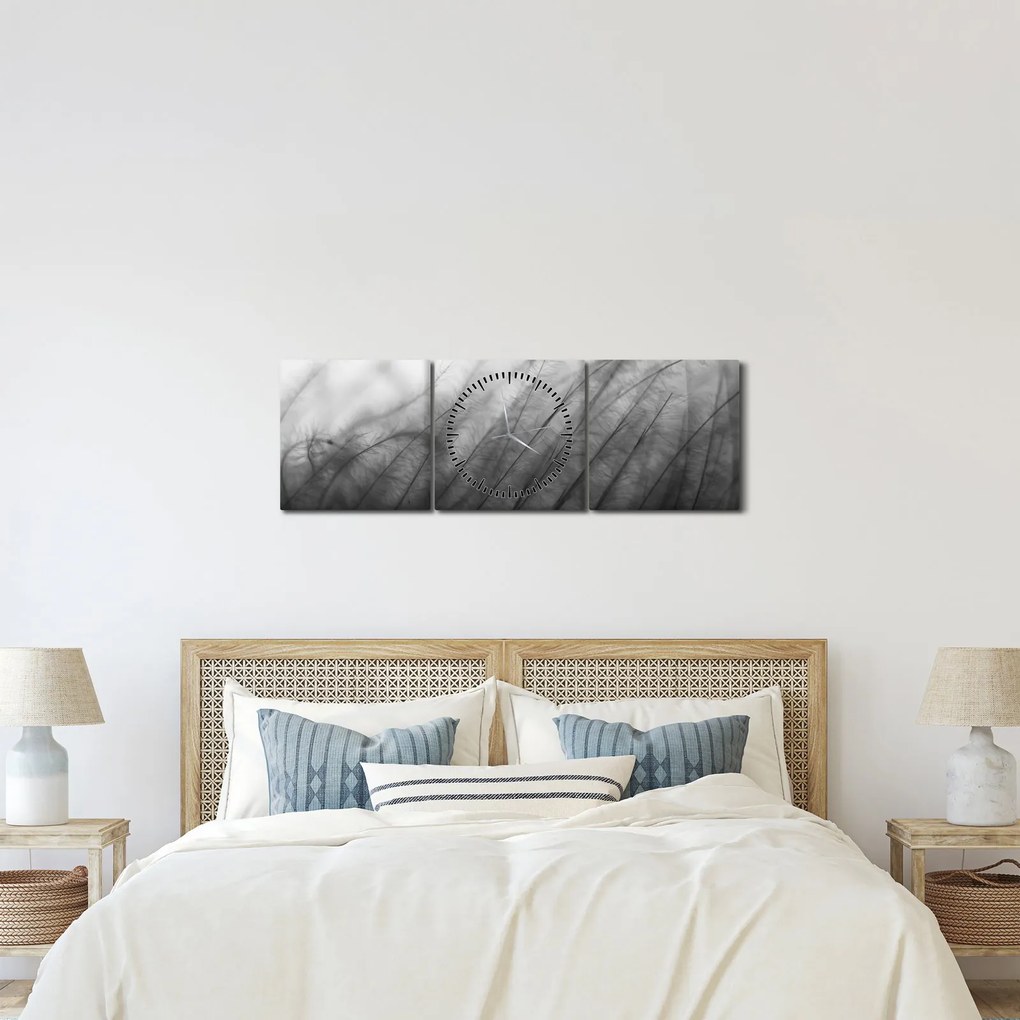 Obraz - Tráva vo vetre (s hodinami) (90x30 cm)