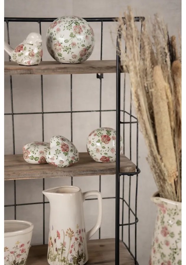 Béžový keramický dekoračný džbán s lúčnymi kvetmi Flowers of Love - 15*10*19 cm