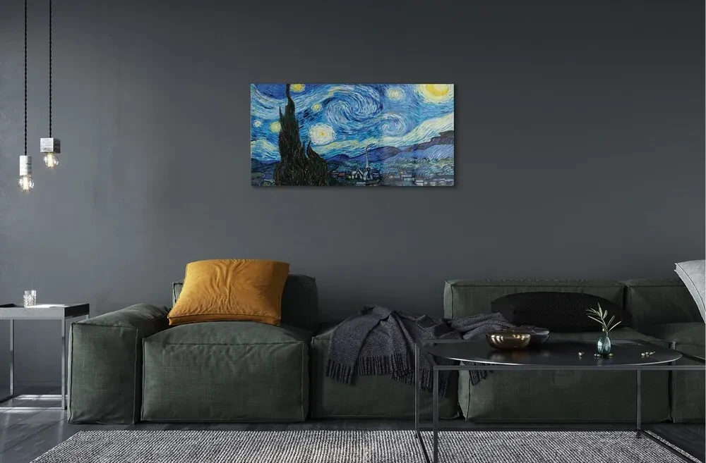 Obraz na skle Art hviezdnej noci 125x50 cm