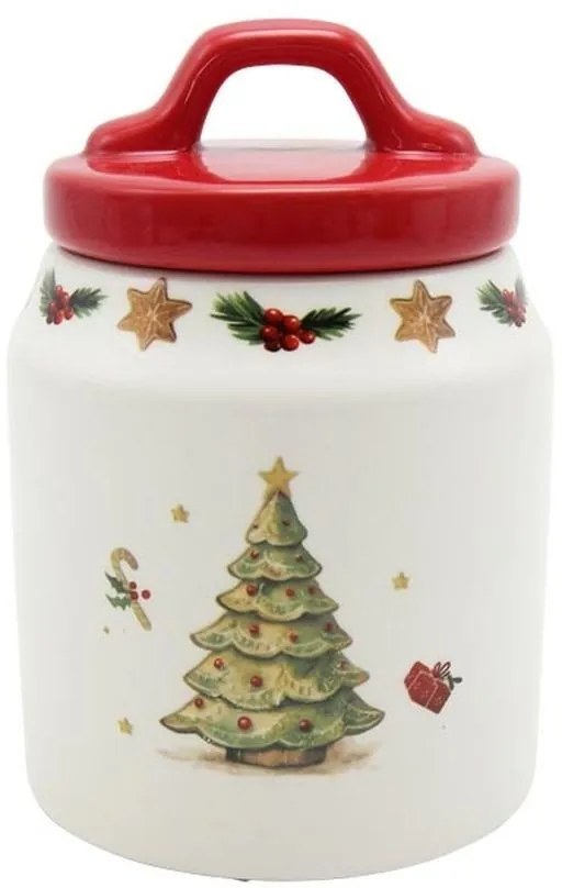 Keramická dóza so stromčekom a viečkom Chrissie - Ø 10*14 cm / 0,5L