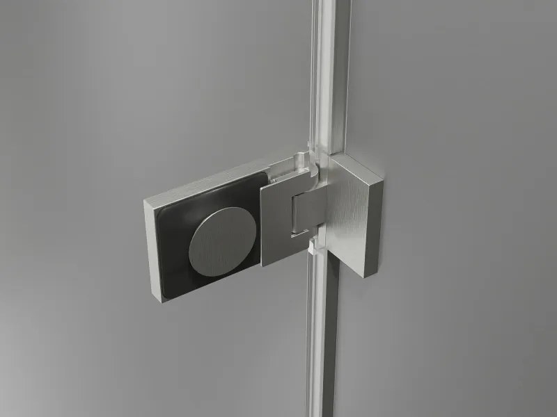 Mexen Lunar-F, 1-krídlový sprchový kút so skladacími dverami, pravý, 80 x 80 cm, 8mm číre sklo, brúsená oceľ profil, 836-080-080-97-00-P