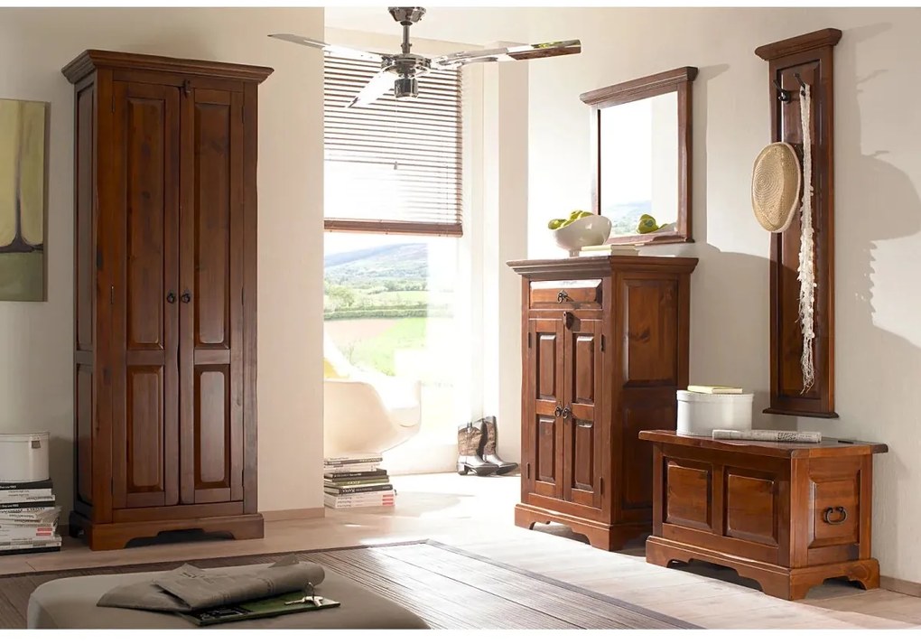 furniture-nabytek.cz - Masívna šatníková skriňa Catana z borovice, lakovaná, hnedá – 75×44×190 cm