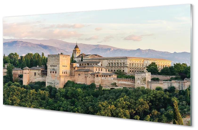 Nástenný panel  Španielsko Castle horský les 125x50 cm