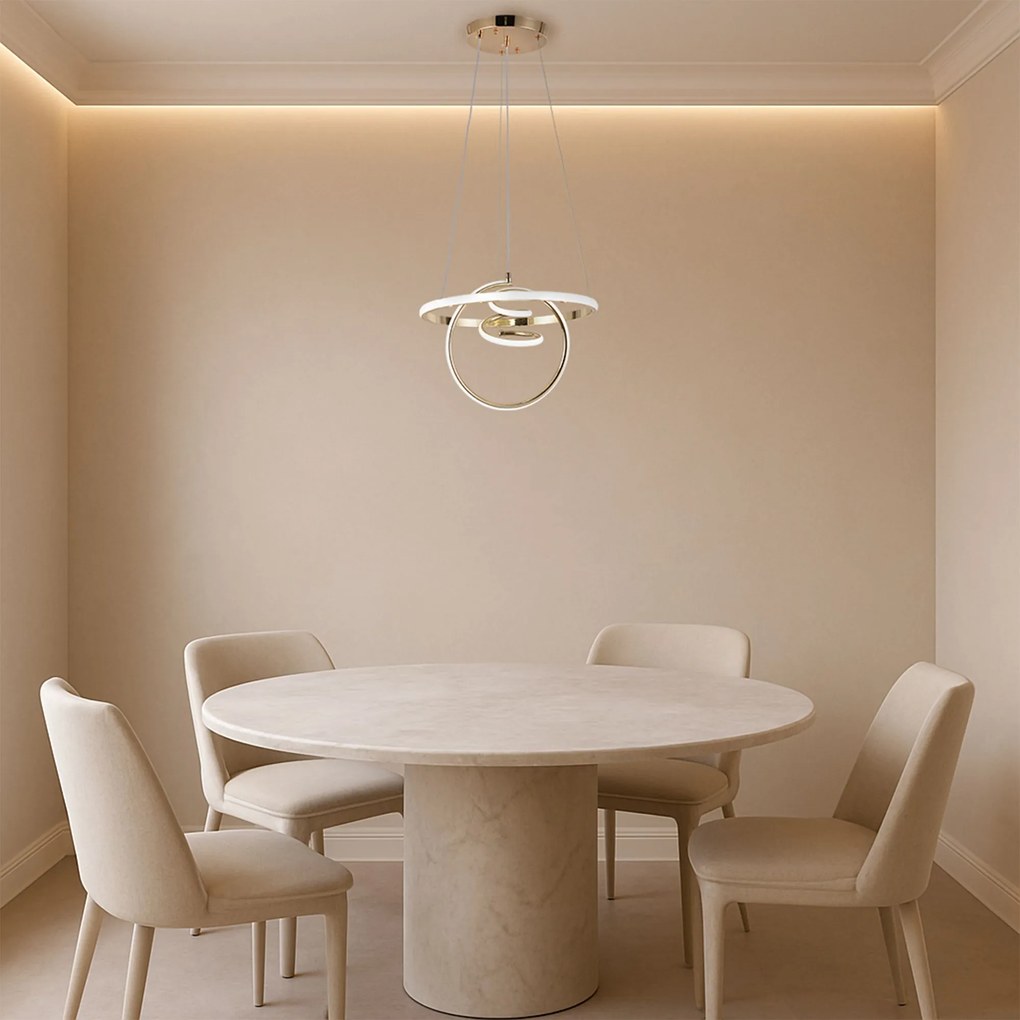 Toolight Toolight, LED závesné svietidlo 3x20W, 4000K, G066-CP, zlatá lesklá, OSW-08699