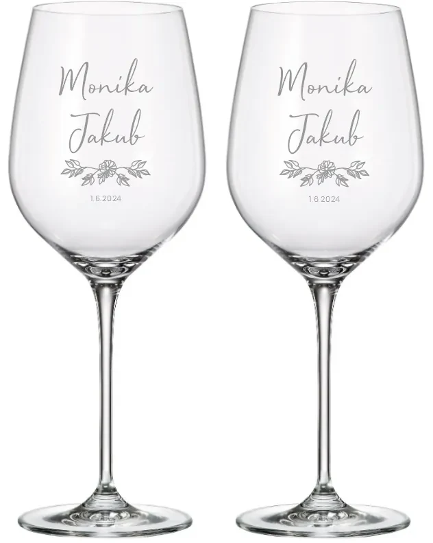 Dekorant Svadobné poháre na biele vino VETVIČKA 480 ml 2KS