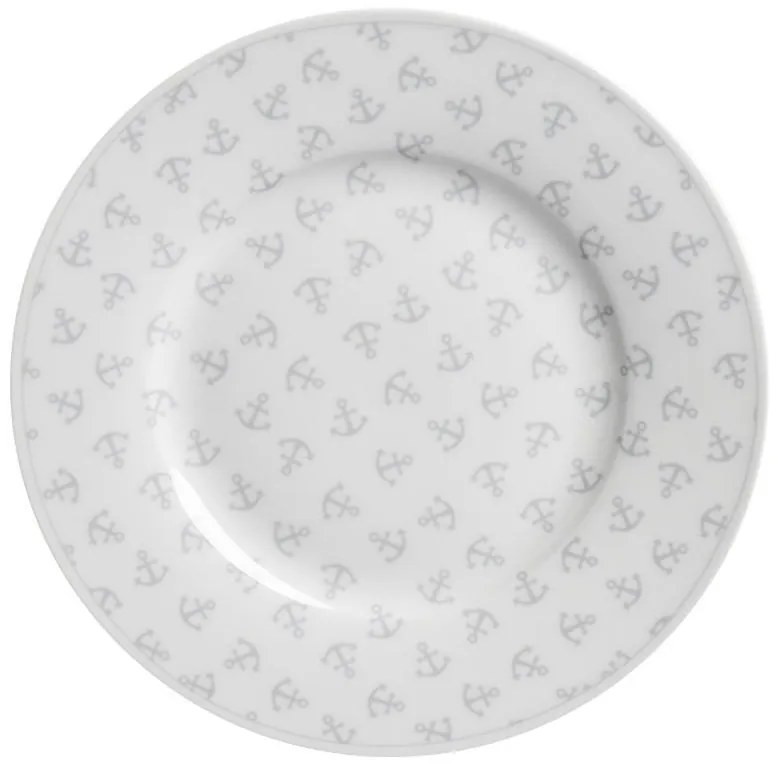 Krasilnikoff Porcelánový dezertný tanierik Grey Anchors