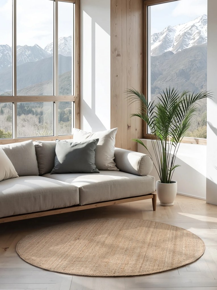 Hanse Home, Kusový koberec Jaipur 105974 Natur/Gold kruh, 160x160 (priemer) kruh, béžová, chodba / predsieň