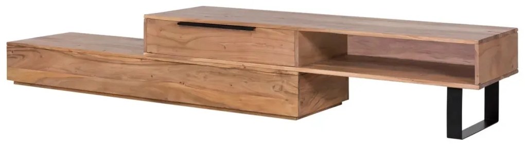 furniture-nabytek.cz - Masivní TV stolek Auckland z akácie, lakovaný, hnědý – 155×45×40 cm