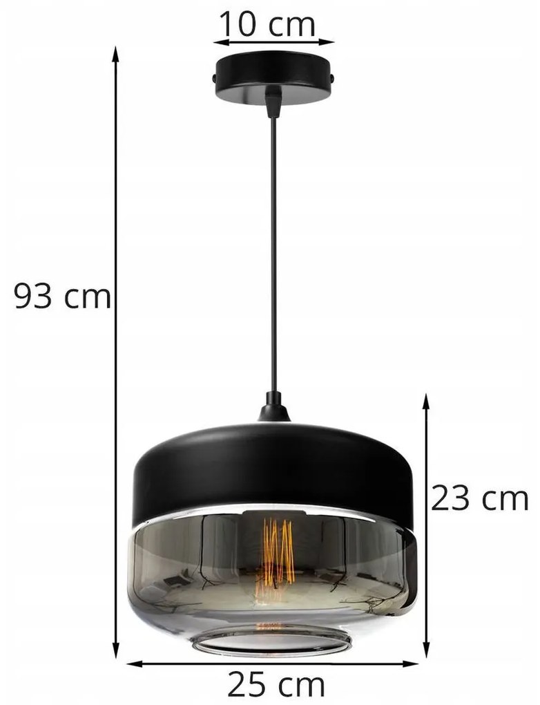 Závesné svietidlo Oslo 3, 1x čierne/grafitové sklenené tienidlo