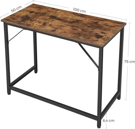 Písací tôl, malý kancelársky stôl, 100 x 50 x 75 cm, rustikálny hnedý