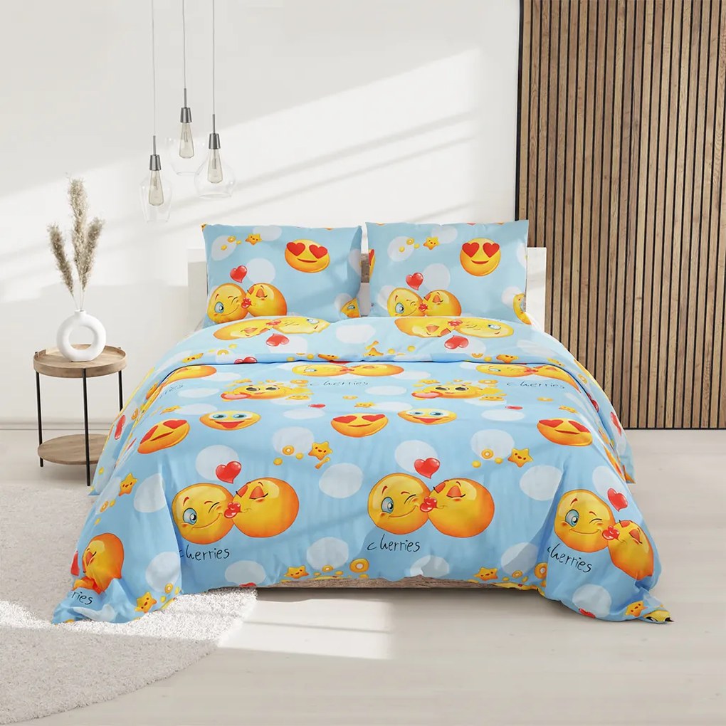 Obliečky z mikrovlákna EMOJI modré Rozmer obliečky: 70 x 90 cm | 140 x 200 cm