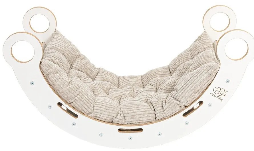 Biela/béžová hojdačka z borovicového dreva 39x75x38 cm Montessori – Meowbaby