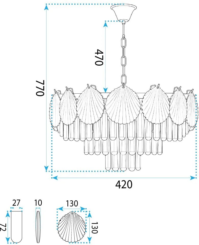 Toolight Toolight, krištáľová závesná lampa Ø40 cm, 4xE14, SWE083-CP, zlatá, OSW-30212