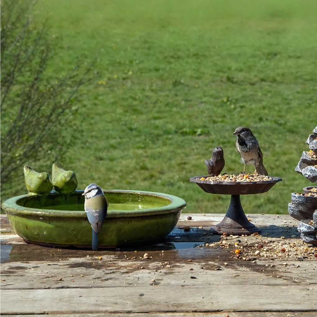 Napájadlo pre vtáky Flin, 10,5x30,5 cm, keramika, zelená