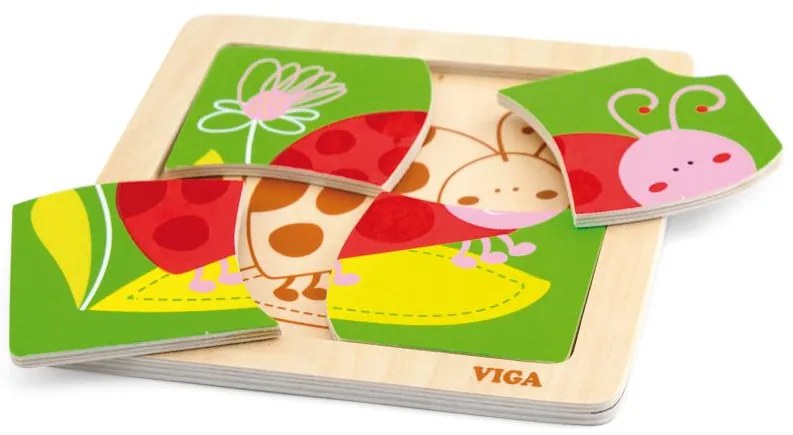Viga drevené puzzle 4 dieliky - Beruška