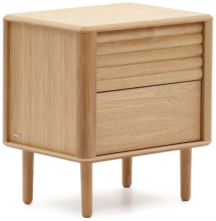 Nočný stolík v dekore duba v prírodnej farbe Lenon – Kave Home