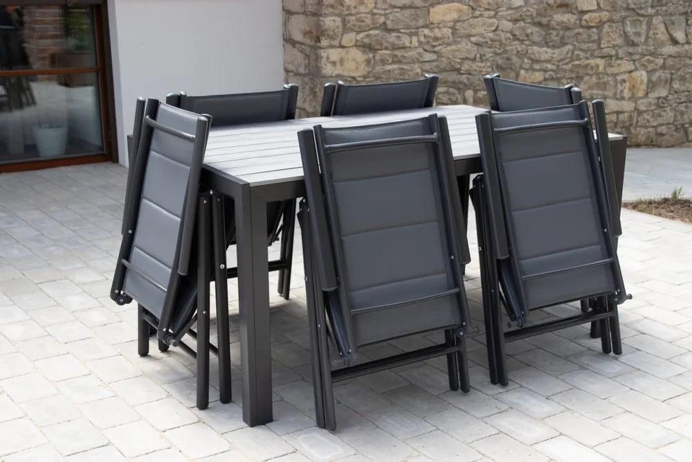 Home Garden Záhradný set Ibiza so 6 stoličkami a stolom 150 cm, antracit/sivý