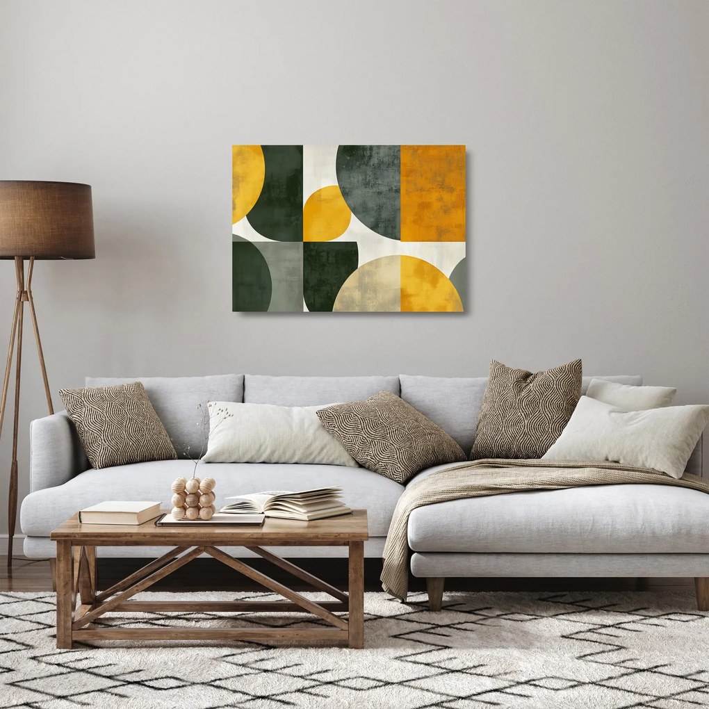 Sklenený obraz - Abstrakcia v olivovej farbe (70x50 cm)