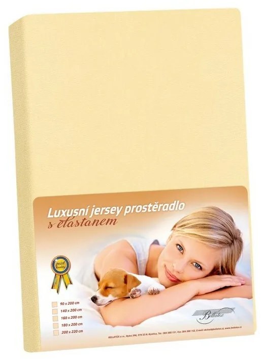 Jerseyové prestieradlo s elastanom, vanilková, 200x 220 cm, 200 x 220 cm