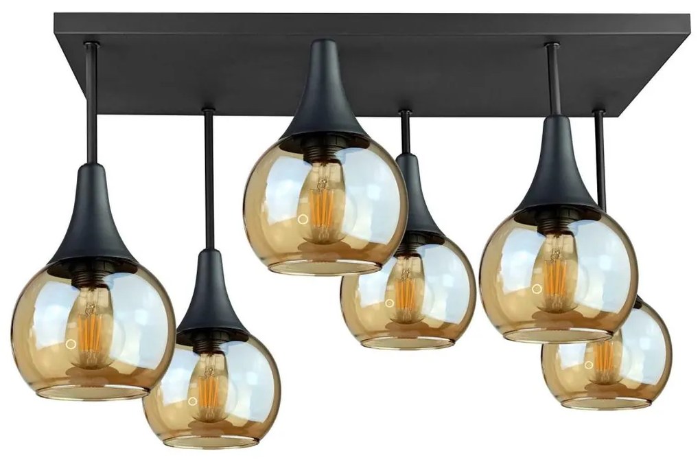 Prisadený luster SOMA 6xE27/60W/230V čierna/dymová béžová