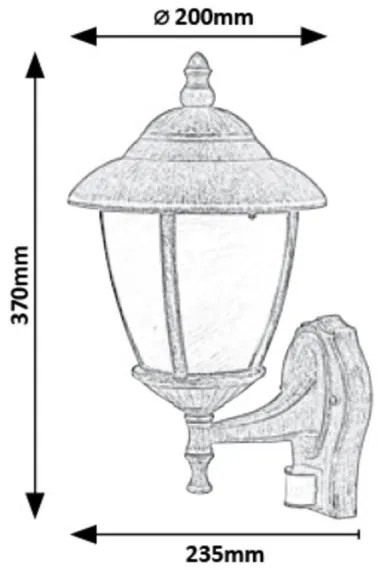 Rabalux 7836 - Vonkajšie nástenné svietidlo so senzorom MADRID 1xE27/60W/230V IP43