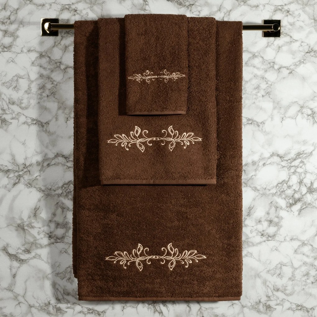 BAVLNENÝ UTERÁK SADA 3KS 30X50 CM, 50X90 CM, 70X140 CM HNEDÁ