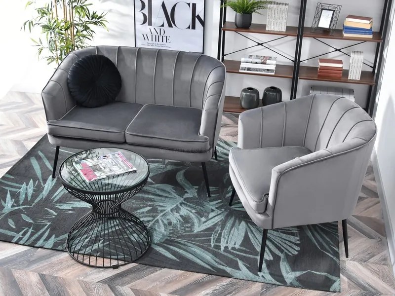 Pohovka Etimee S (sivá + čierna). Akcia -20%. Vlastná spoľahlivá doprava až k Vám domov. 1111398