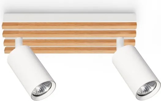 Brilagi - Bodové svietidlo SELE WOOD 2xGU10/30W/230V biela/drevo