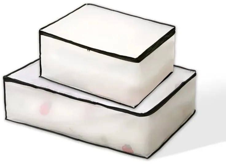 Arte Regal Textilný úložný box na uschovanie oblečenia a posteľnej bielizne, WHITE KIPIT, 105x45x15, biely