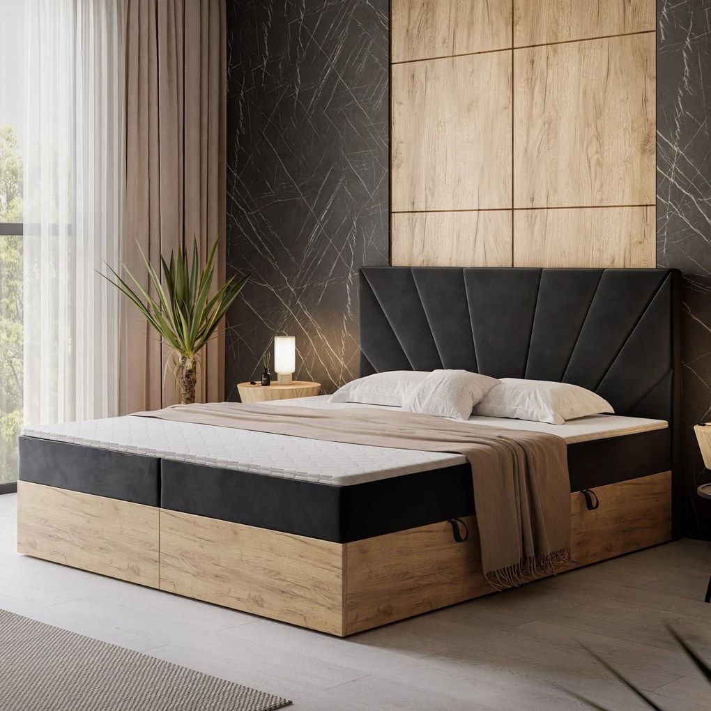 Čalúnená drevená manželská posteľ s matracom FIONA 180 x 200 cm