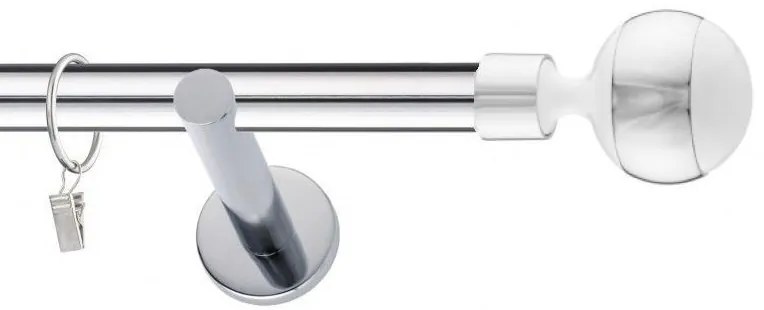 Dekorstudio Chrómová jednoradová garniža biely VIVALDI 19mm Dĺžka: 320cm, Typ uchytenia: Držiak modern, Typ príslušenstva: Krúžky tiché so štipcami