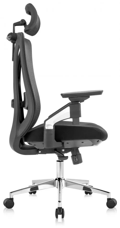 Kancelárska ergonomická stolička Neoseat STEVEN — sieť / látka, čierna, nosnosť 150 kg